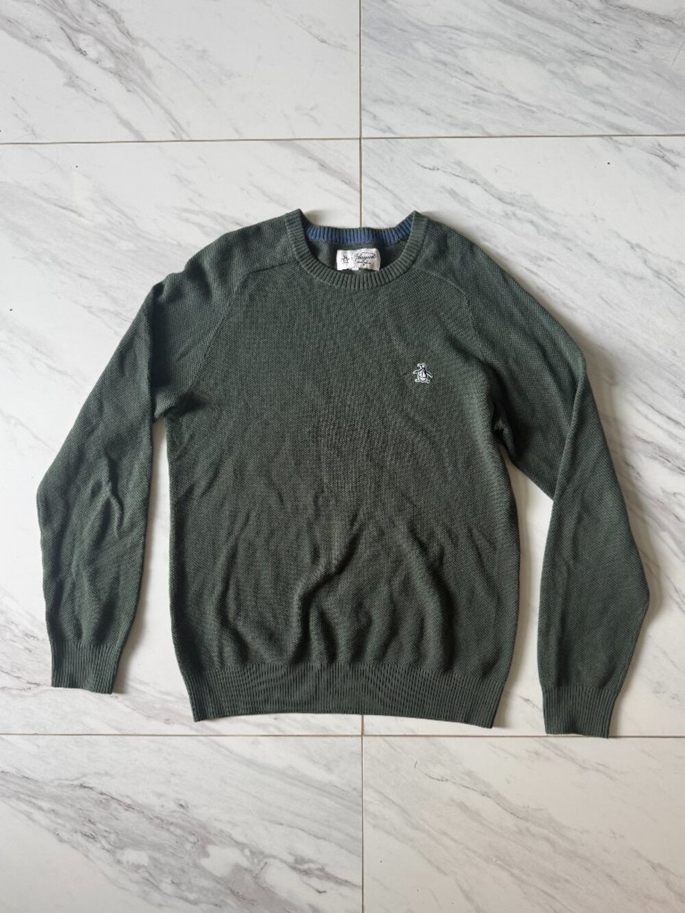 Original Penguin Men’s Green Textured Knit Crewneck Sweater S/M